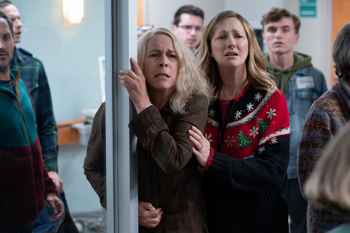 Jamie Lee Curtis and Judy Greer scared in Halloween Kills