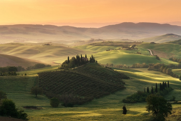 Sunrise over Rolling Tuscan Hills, Italy