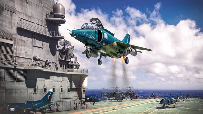 Yakovlev Yak-38 vertical takeoff from an aircraft carrier