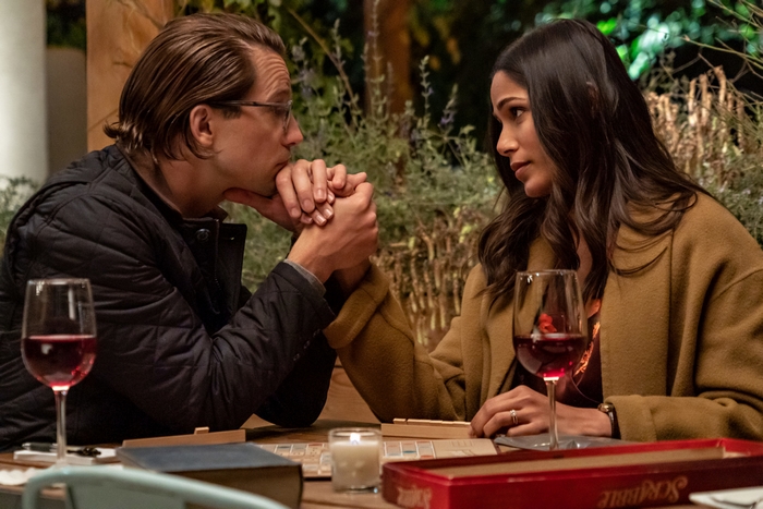 Intrusion: Logan Marshall-Green and Freida Pinto holding hands