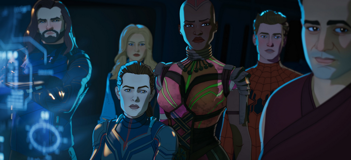 Wasp, Okoye, and Marvel heroes from What If...?