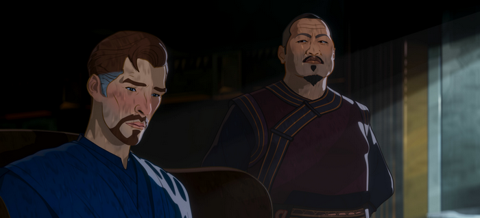 What If...? Doctor Strange and Wong in a serious moment