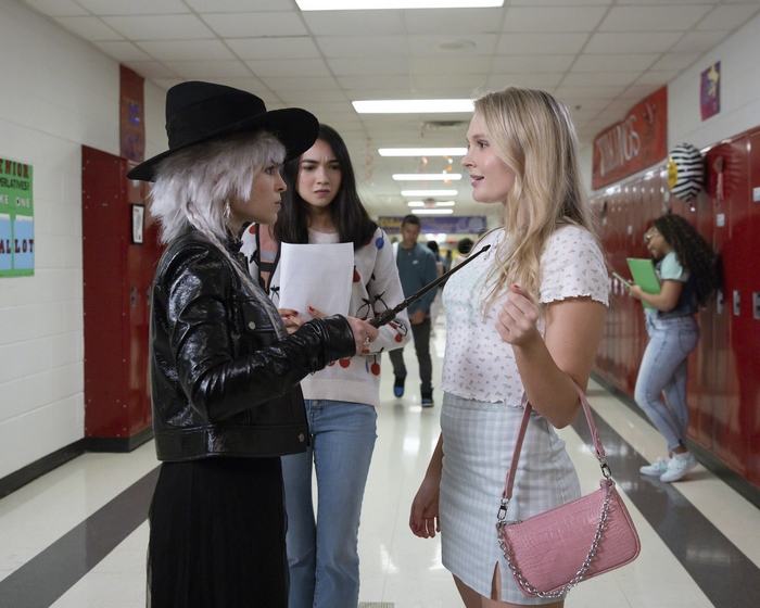 Just Beyond: Girls with a wand in school hallway
