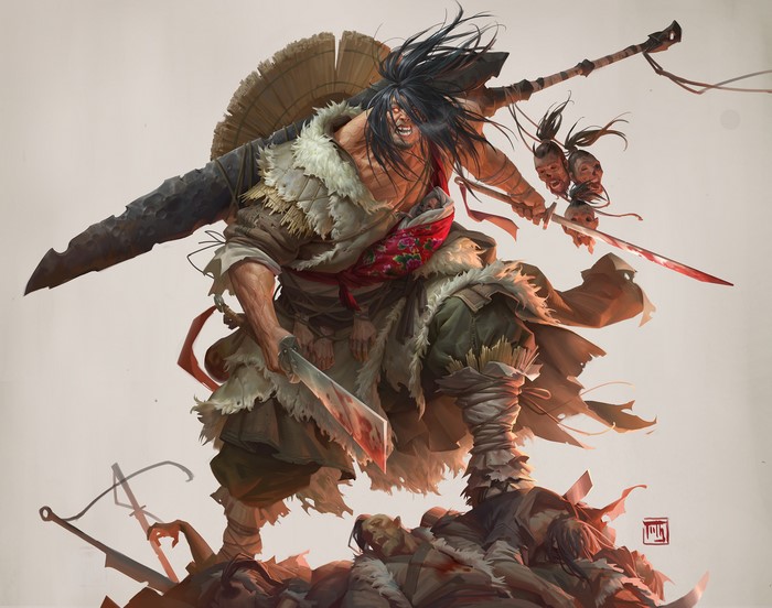 SWORD GHOST Samurai Warrior with Severed Heads