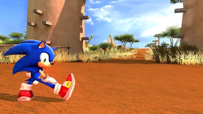 Sonic running in Mazuri from Sonic Unleashed