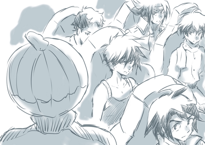 Gundam Protagonists Sketch with Heero Yuy and Pumpkin Head