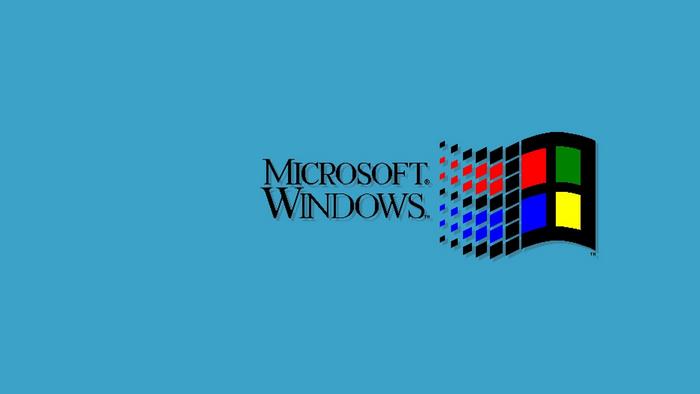 Microsoft Windows 95 Logo on Blue Background