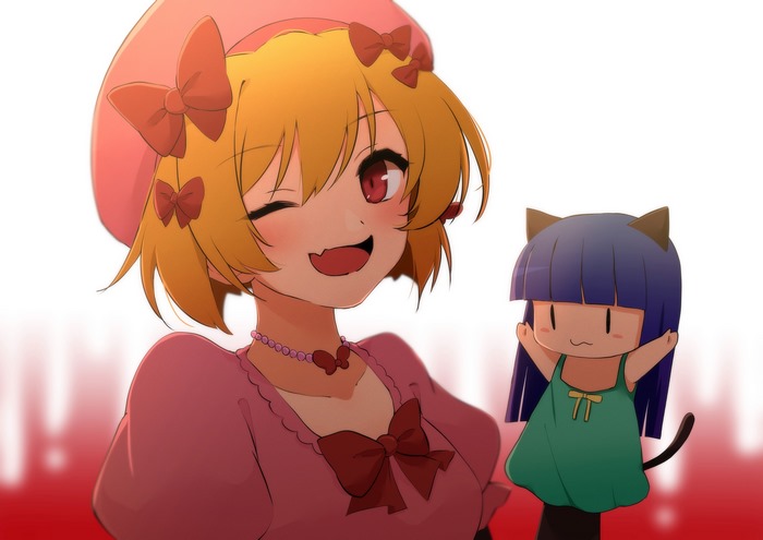 Winking Satoko and Cat Rika from Higurashi