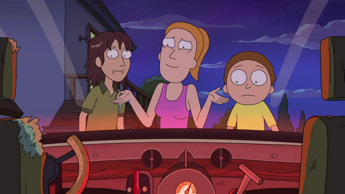 Rick and Morty: Summer and Morty in car at night