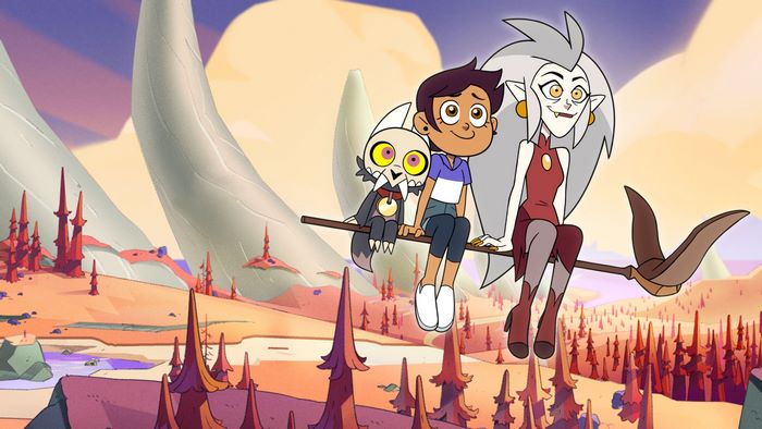 The Owl House Characters in Scenic Landscape