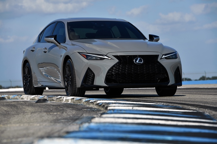 Lexus IS 500 luxury sports sedan on track