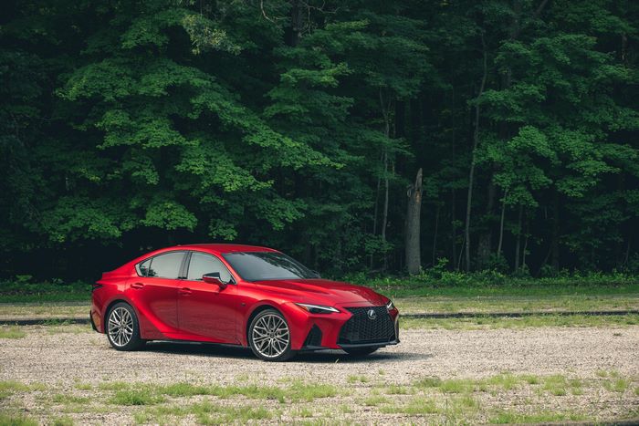 Red 2022 Lexus IS 500 F SPORT Performance in forest