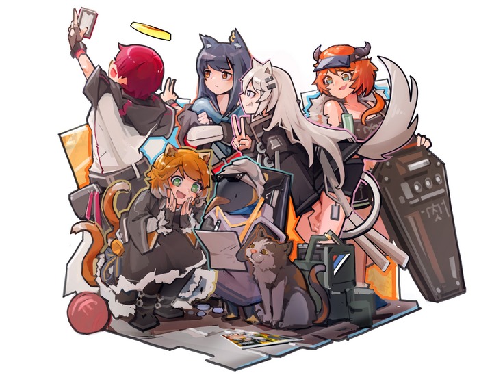 Arknights Exusiai and friends group photo