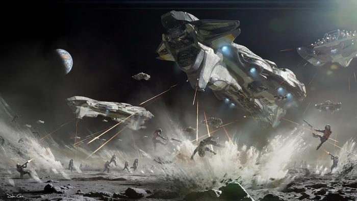 Alita: Battle Angel URM ship battle on moon
