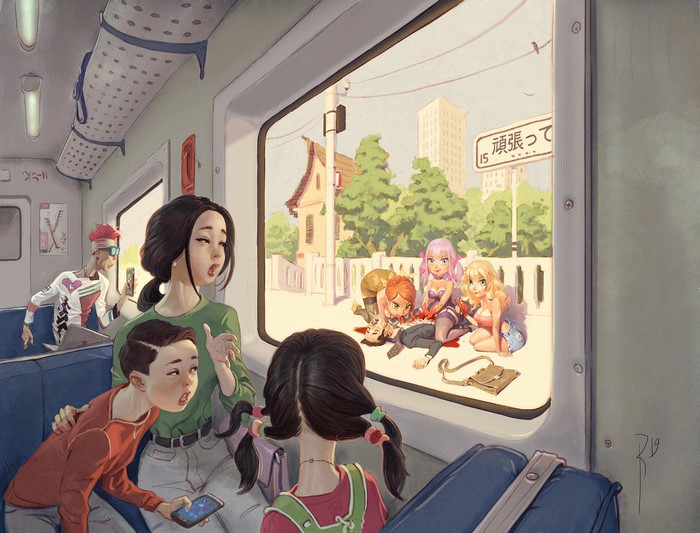 Train ride to Grandma's: Gory scene outside window
