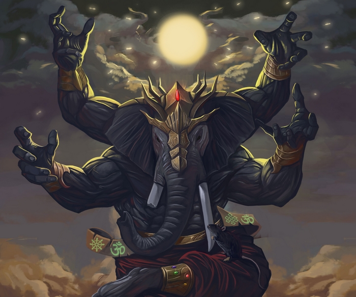 Majestic Ganesh under the moon with Mushika