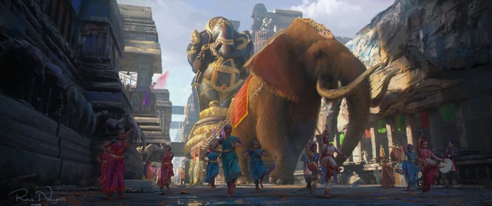 Grand Ganesh Procession with Mammoth Elephant