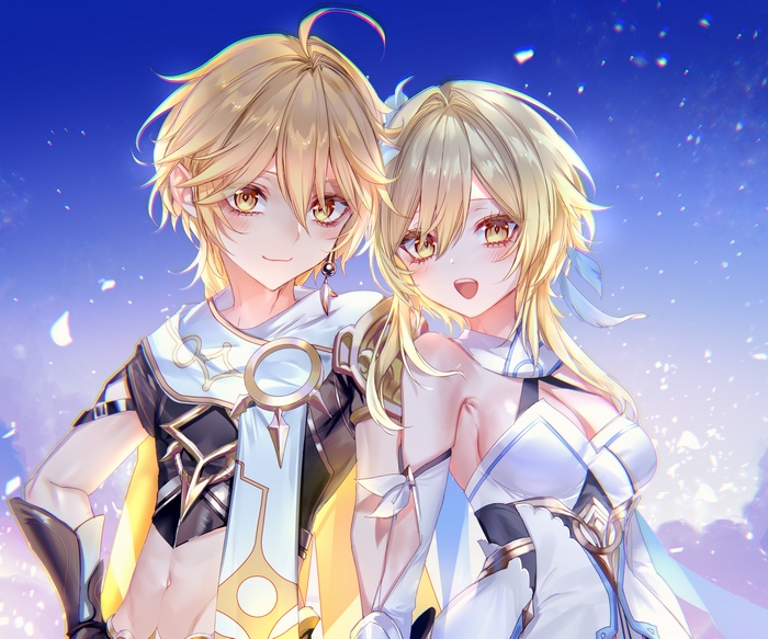 Aether and Lumine from Genshin Impact