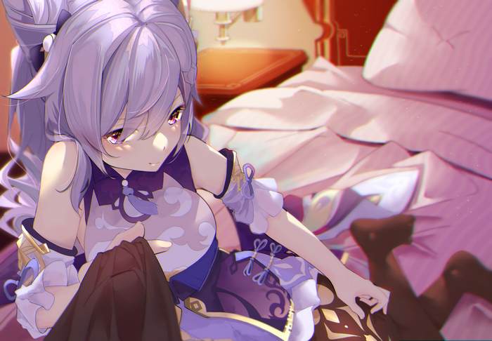 Keqing's intimate moment in the bedroom