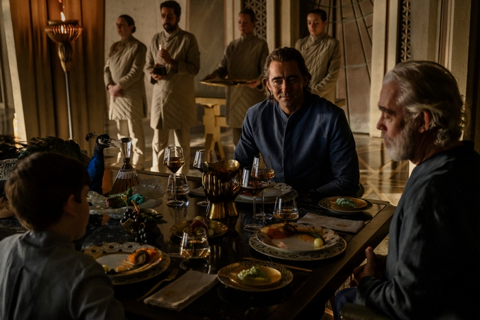 Imperial family dinner in Foundation with Lee Pace