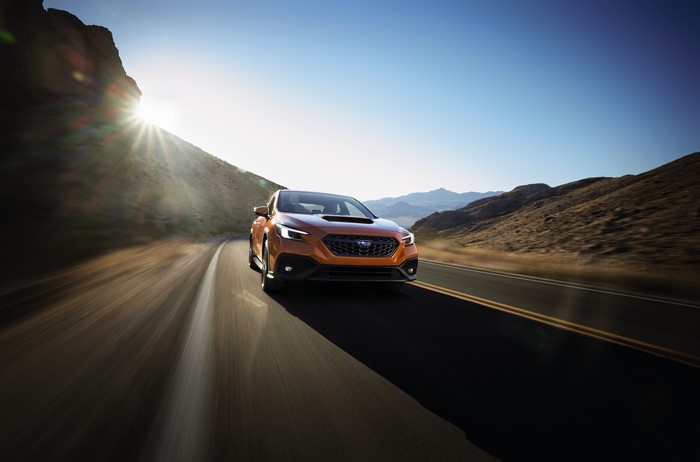 Subaru WRX Limited Sport Car on Desert Road