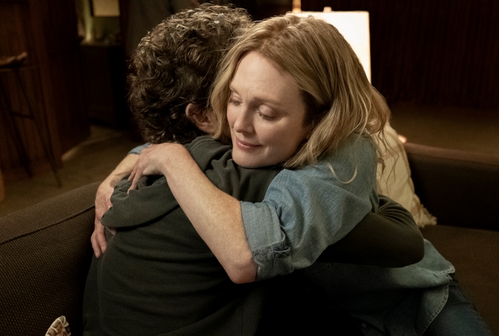 Julianne Moore hugs Ben Platt in Dear Evan Hansen