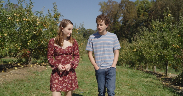 Dear Evan Hansen: Ben Platt and Kaitlyn Dever in an apple orchard