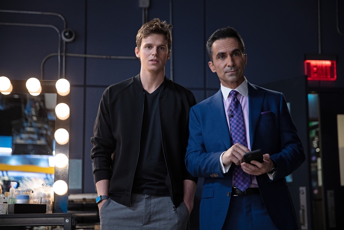 Ruairi O'Connor and Nestor Carbonell in The Morning Show