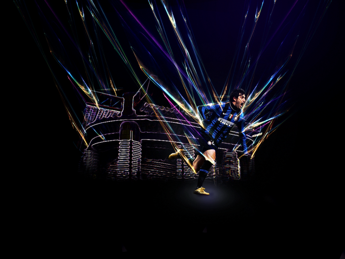 Diego Milito Inter Milan in vibrant stadium light art