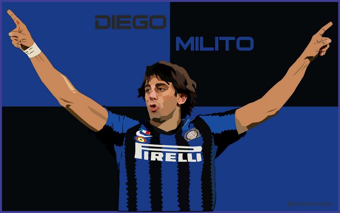 Diego Milito Inter Milan celebration illustration