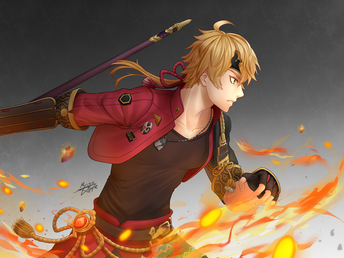 Thoma (Genshin Impact) unleashing pyro power