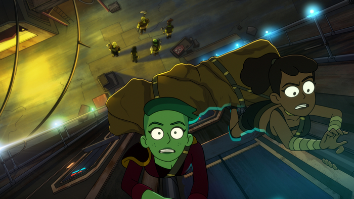 Star Trek: Lower Decks: Tendi and Mariner looking up