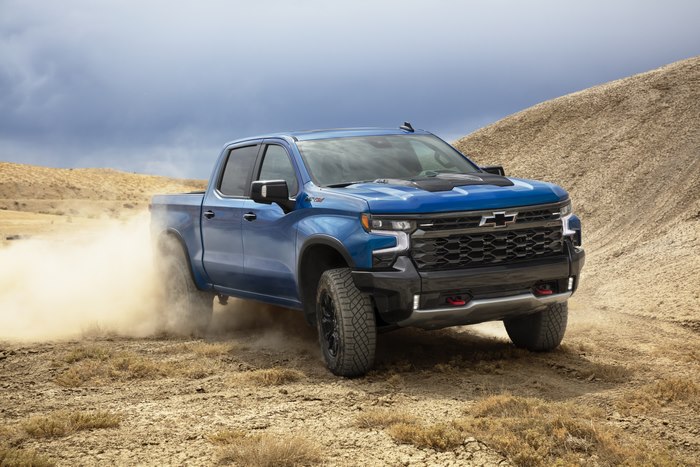 Blue Chevrolet Silverado ZR2 off-road pickup 4K