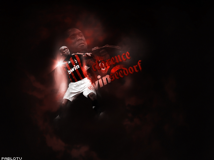Clarence Seedorf A.C. Milan Red Glow Art