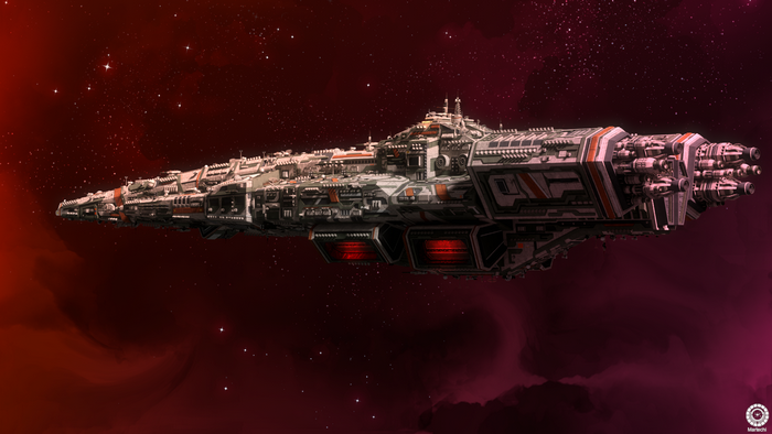 Terran Mandate Mobile Station in Red Nebula