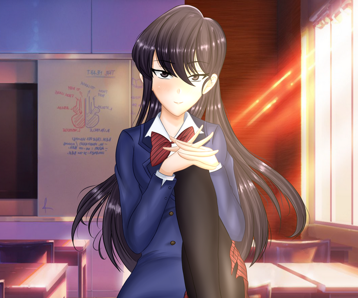 Komi Shouko's mischievous classroom pose