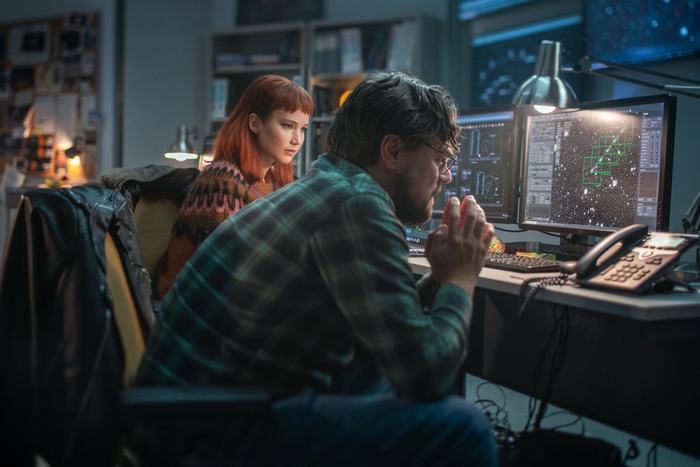 Leonardo DiCaprio and Jennifer Lawrence in Don't Look Up