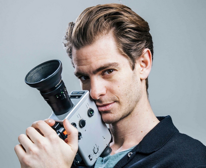 Andrew Garfield with a film camera