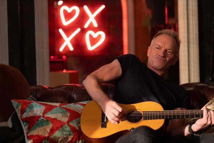 Sting playing guitar in Only Murders In The Building