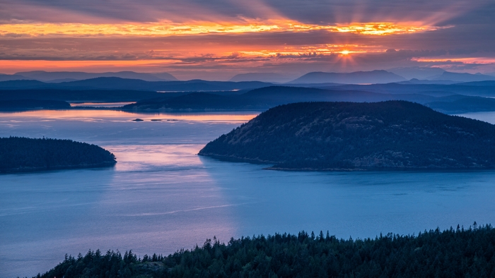 Sunset over San Juan Islands, Washington