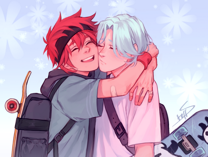 Langa Hasegawa and Reki Kyan's affectionate embrace