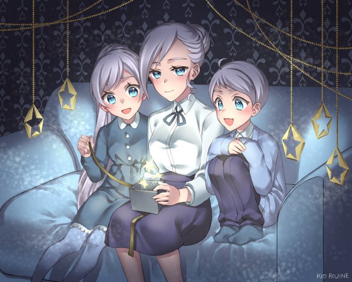 RWBY Schnee family opening a glowing gift