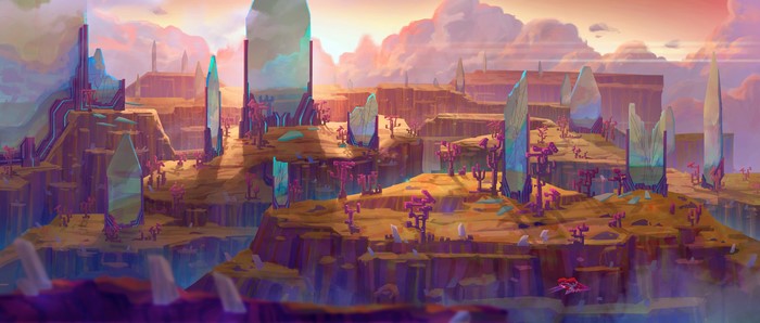 Barren of Mirrors: Crystal Spires at Sunset