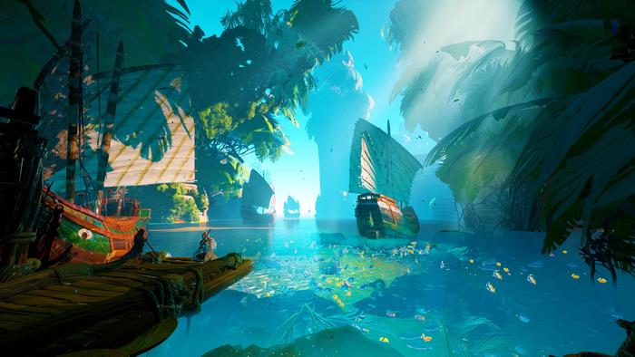 Vibrant Tropical Escape with Ships
