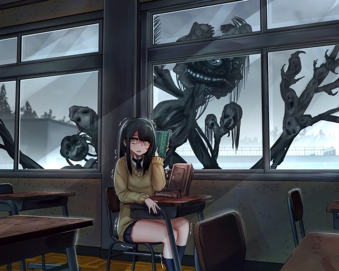 Miko Yotsuya sees terrifying spirits outside classroom