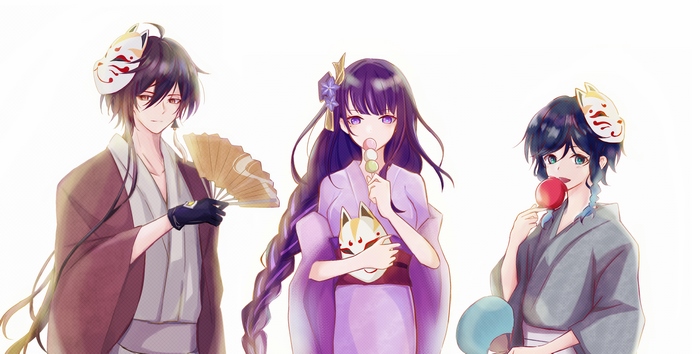 Baal Raiden Shogun and Friends in Traditional Attire