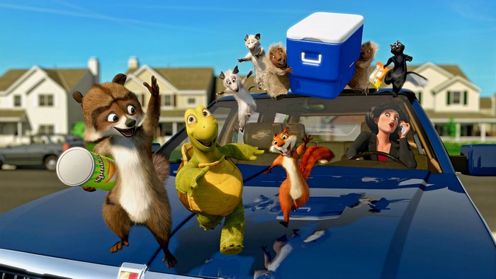 Over the Hedge animals raiding a car for snacks