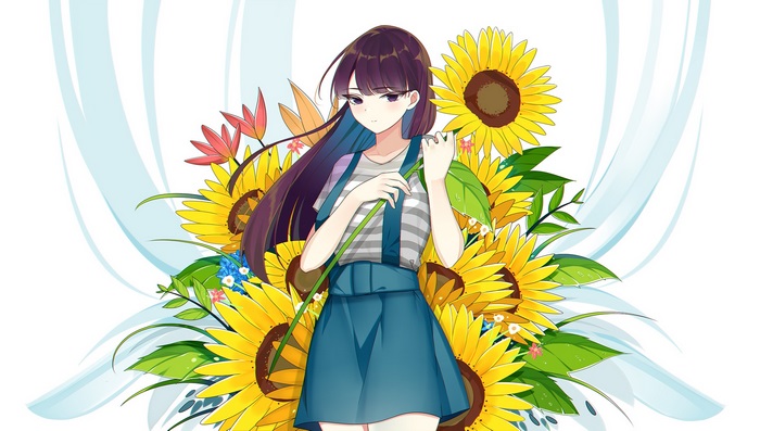 Komi Shouko Surrounded by Sunflowers