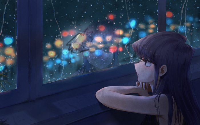 Komi Shouko Reflecting on Rainy Night