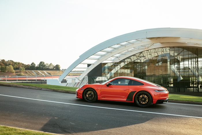 Orange Porsche 911 Carrera GTS at Porsche Experience Center